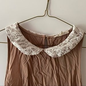brown dress with lace collar size L